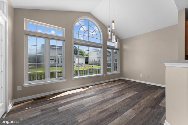 12190 Remland Ct, Remington, VA 22734 - unfurnished dining area with vaulted ceiling and wood finished floors