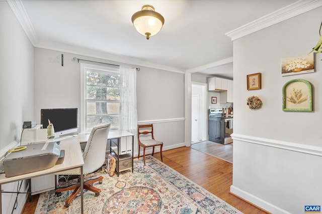 1605 Oakleaf Ln, Charlottesville, VA 22903 - office area featuring light wood-style floors and crown molding