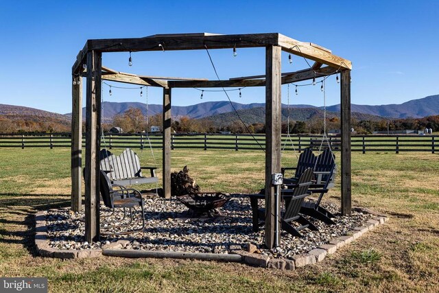 1246 Whispering Hill Rd, Luray, VA 22835 - view of yard featuring a view of countryside, a fire pit, and a mountain view