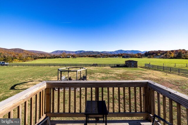 1246 Whispering Hill Rd, Luray, VA 22835 - wooden terrace featuring a view of countryside and a mountain view