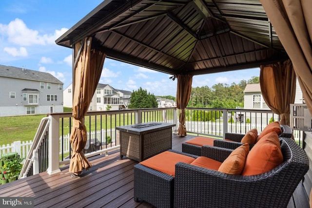 5505 Spring Bluff Ct, Fredericksburg, VA 22407 - wooden terrace with a gazebo, a residential view, and a lawn