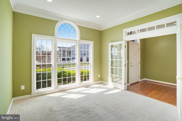 5409 Rich Mountain Way E, Fredericksburg, VA 22407 - carpeted empty room featuring crown molding, baseboards, and recessed lighting