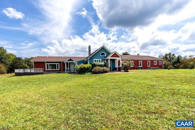2256 Adial Rd, Faber, VA 22938 - ranch-style home with a front yard and a wooden deck