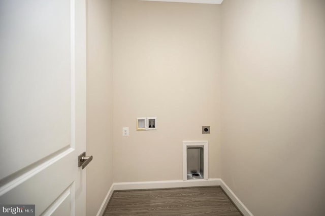 400 Constitution Blvd, Locust Grove, VA 22508 - laundry room with hookup for an electric dryer, hookup for a washing machine, baseboards, and wood finished floors