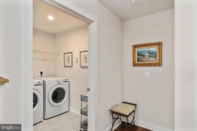 35079 Orchid Ln, Locust Grove, VA 22508 - laundry room with independent washer and dryer, baseboards, and recessed lighting