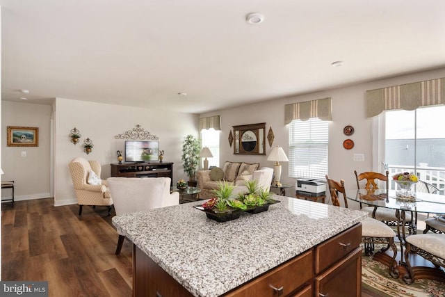35079 Orchid Ln, Locust Grove, VA 22508 - kitchen featuring healthy amount of natural light, dark wood finished floors, and light stone counters