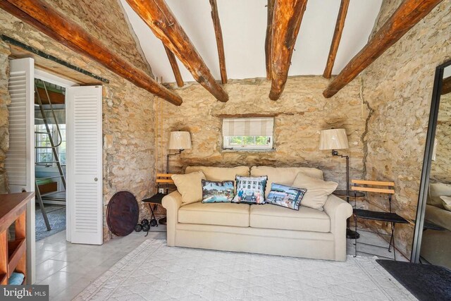 view of tiled living area
