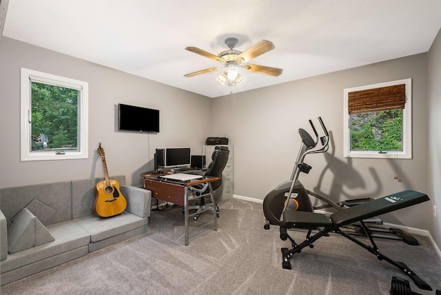 4056 Palmer Rd, Mcgaheysville, VA 22840 - carpeted home office featuring ceiling fan and baseboards
