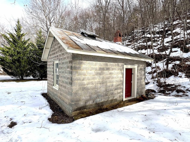 view of snow covered structure