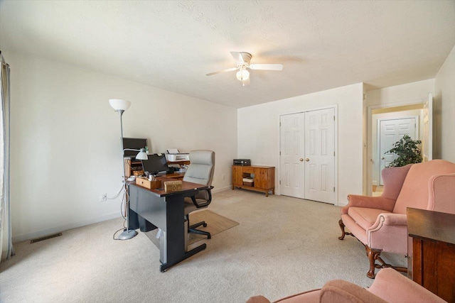 35 Hickory Nut Ln, Staunton, VA 24401 - home office with ceiling fan, light colored carpet, and baseboards