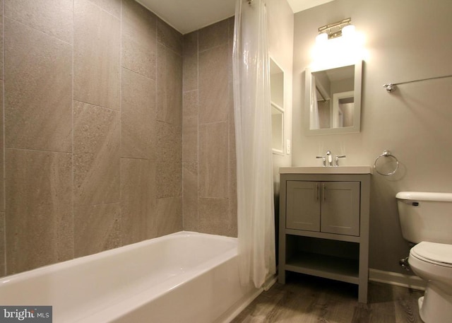 4605 Club Cart Cir, Fredericksburg, VA 22408 - full bath with wood finished floors, shower / bathtub combination with curtain, and vanity