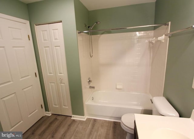 4605 Club Cart Cir, Fredericksburg, VA 22408 - bathroom featuring a closet, wood finished floors, tub / shower combination, and vanity
