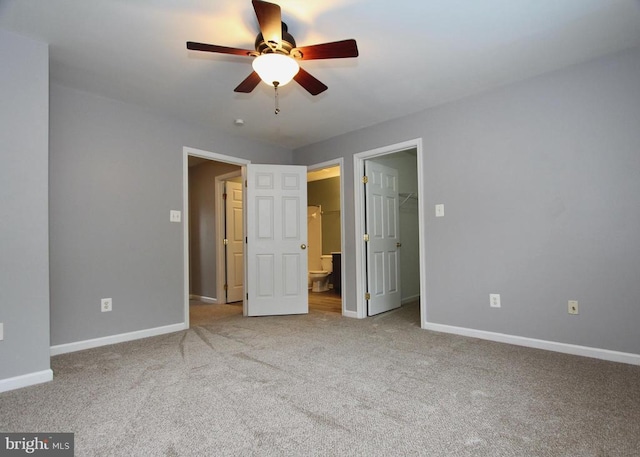 4605 Club Cart Cir, Fredericksburg, VA 22408 - unfurnished bedroom with carpet flooring, a spacious closet, ensuite bathroom, and ceiling fan