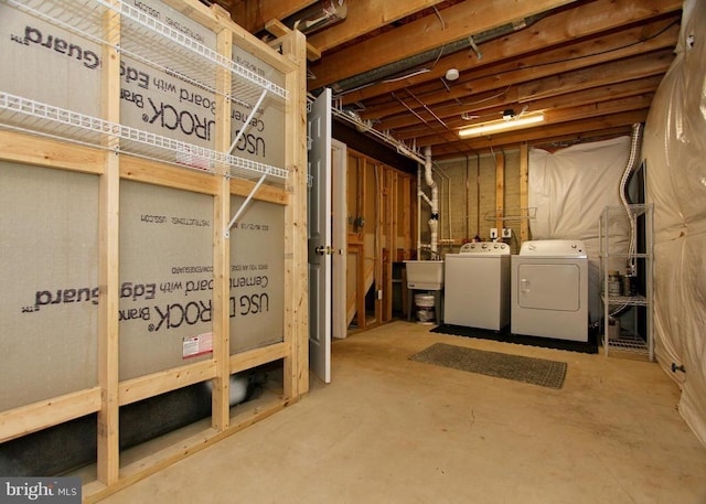 4605 Club Cart Cir, Fredericksburg, VA 22408 - unfinished basement featuring washer and clothes dryer and a sink