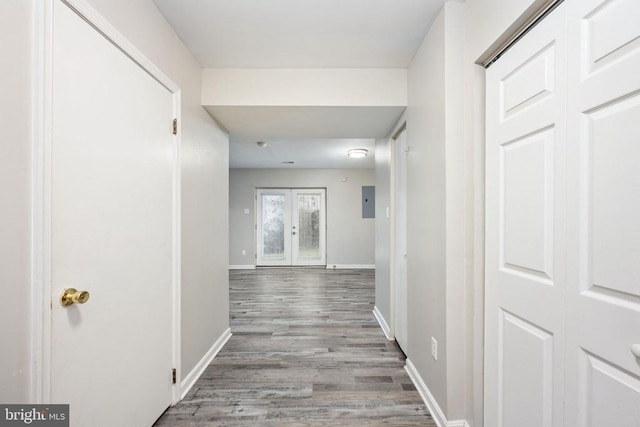 5122 Redbud Rd, Fredericksburg, VA 22407 - hall with wood finished floors, french doors, and electric panel