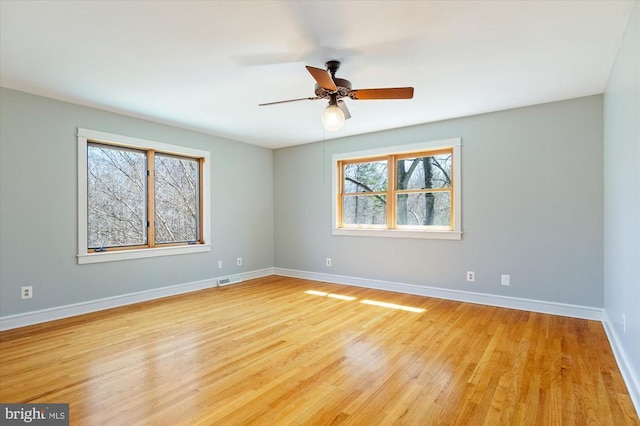 5864 Wyant Ln, Charlottesville, VA 22903 - empty room featuring baseboards, light wood-style flooring, and ceiling fan
