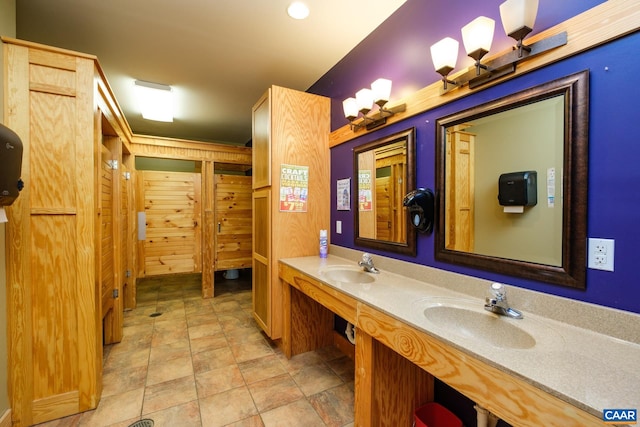 462 Winery Ln, Nellysford, VA 22958 - full bathroom featuring stone finish flooring, double vanity, and a sink