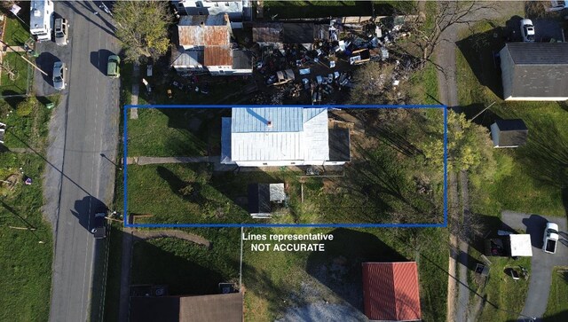307 2nd St, Shenandoah, VA 22849 - aerial view of property and surrounding area with property boundaries highlighted