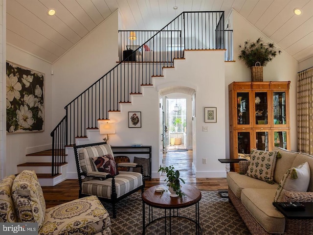 435 Larkins Mill Ln, Brightwood, VA 22715 - living room with baseboards, stairway, recessed lighting, and wood finished floors