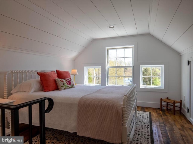 435 Larkins Mill Ln, Brightwood, VA 22715 - bedroom with baseboards, lofted ceiling, and hardwood / wood-style flooring