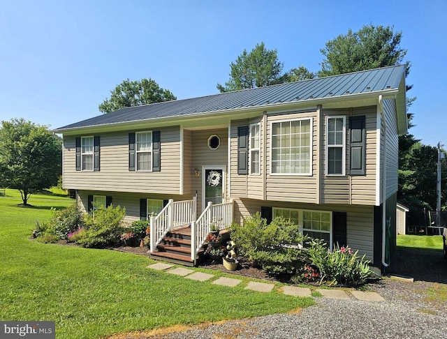 336 Blankenbaker Rd, Madison, VA 22727 - split foyer home with a front yard and a metal roof