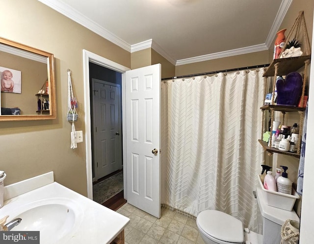 336 Blankenbaker Rd, Madison, VA 22727 - full bathroom featuring vanity, ornamental molding, and a shower with curtain