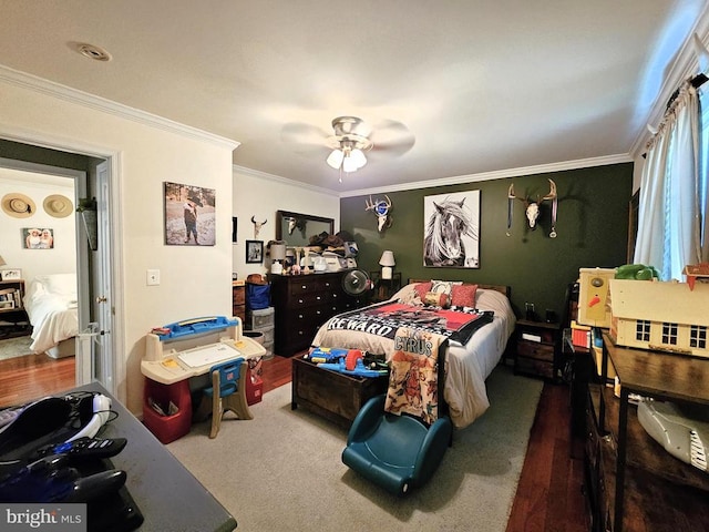 336 Blankenbaker Rd, Madison, VA 22727 - bedroom with crown molding, ceiling fan, and wood finished floors