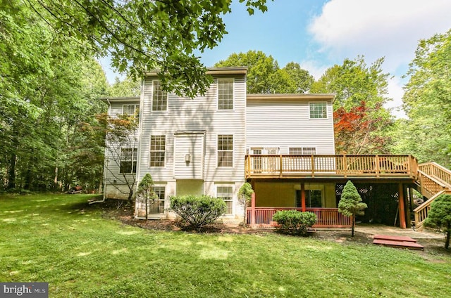 3113 Somerset Dr, Jeffersonton, VA 22724 - back of house with a deck, a yard, and stairway