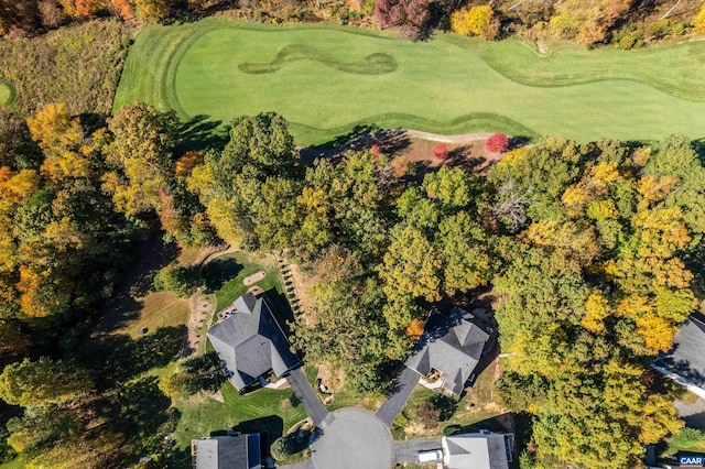 birds eye view of property featuring golf course view
