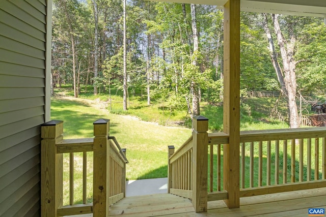 34 Turkeysag Trl, Palmyra, VA 22963 - wooden terrace featuring a yard