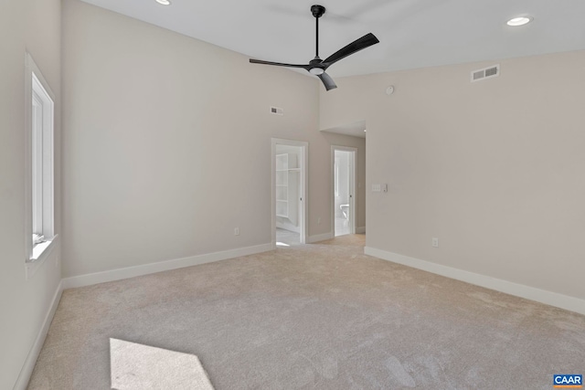 34 Turkeysag Trl, Palmyra, VA 22963 - carpeted spare room featuring ceiling fan, recessed lighting, and lofted ceiling