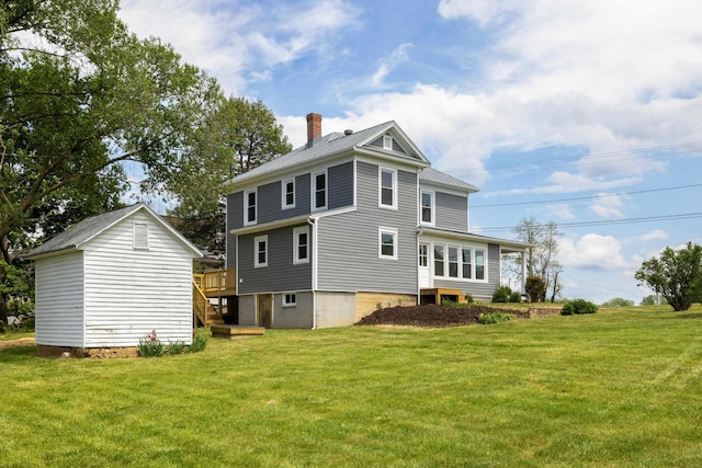 630 Battlefield Rd, Fort Defiance, VA 24437 - rear view of house with a chimney and a yard
