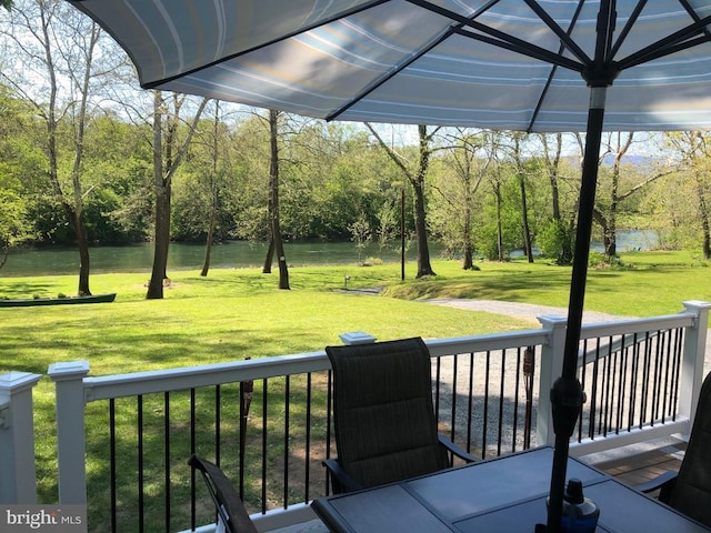 4551 Grove Hill River Rd, Shenandoah, VA 22849 - deck featuring a water view and a yard