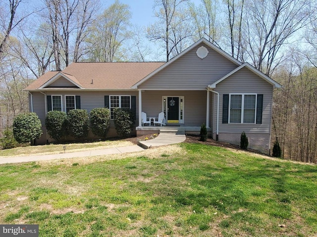 6029 Lost Cove Dr, Mineral, VA 23117 - ranch-style home with a porch and a front lawn
