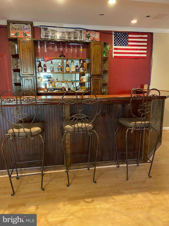 6029 Lost Cove Dr, Mineral, VA 23117 - indoor wet bar featuring wood finished floors and crown molding