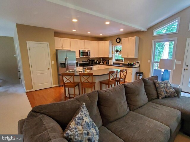 6029 Lost Cove Dr, Mineral, VA 23117 - living area with recessed lighting, light wood-type flooring, and baseboards