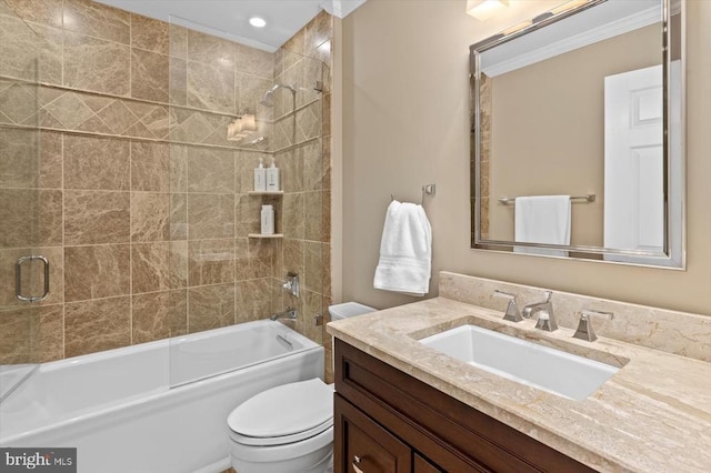 10042 Cedar Spring Ln, Culpeper, VA 22701 - full bath with vanity, combined bath / shower with glass door, and ornamental molding