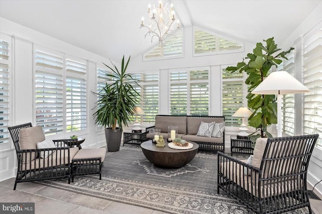 10042 Cedar Spring Ln, Culpeper, VA 22701 - sunroom / solarium with vaulted ceiling and a chandelier