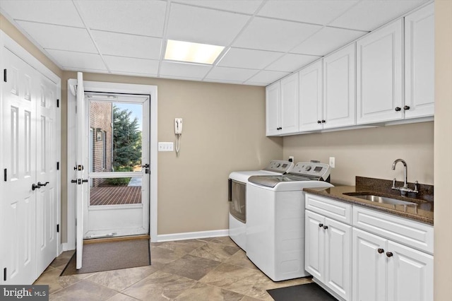 10042 Cedar Spring Ln, Culpeper, VA 22701 - laundry area featuring washing machine and dryer and cabinet space