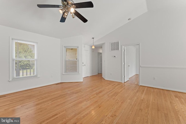 11505 Brian Dr, Fredericksburg, VA 22407 - spare room featuring lofted ceiling, light wood-style floors, and ceiling fan