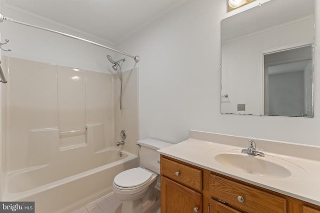 11505 Brian Dr, Fredericksburg, VA 22407 - bathroom with vanity,  shower combination, tile patterned flooring, and ornamental molding