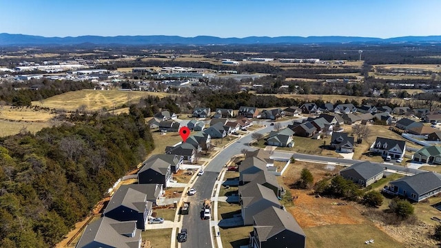 bird's eye view with a mountain view and a residential view