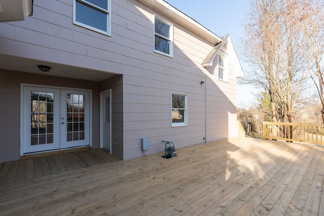 wooden deck with french doors