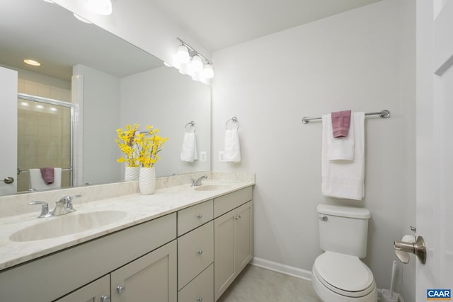 3215 Bergen St, Charlottesville, VA 22902 - bathroom featuring double vanity, tile patterned flooring, and a tile shower
