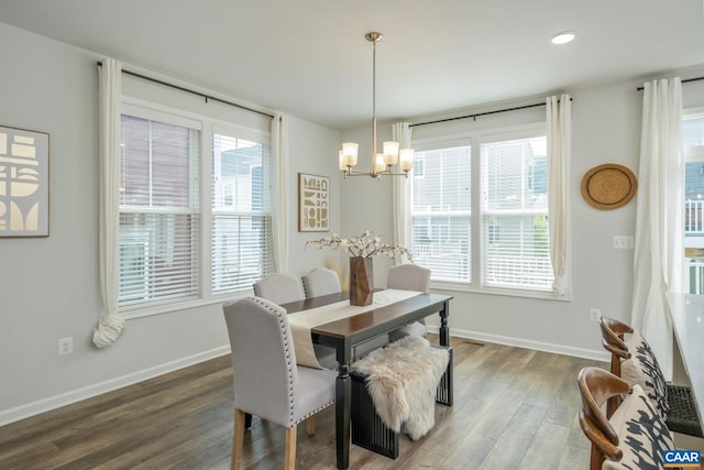 3215 Bergen St, Charlottesville, VA 22902 - dining space with a chandelier, wood finished floors, and recessed lighting