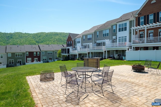 3215 Bergen St, Charlottesville, VA 22902 - view of patio with a fire pit and a residential view