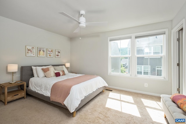 3215 Bergen St, Charlottesville, VA 22902 - bedroom featuring light colored carpet and ceiling fan