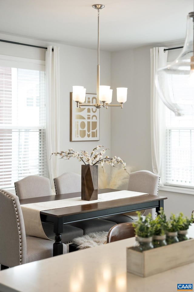 3215 Bergen St, Charlottesville, VA 22902 - dining space with healthy amount of natural light and a chandelier
