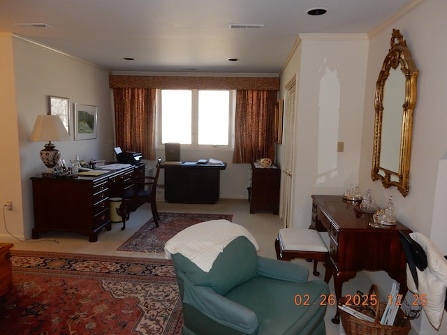 49 Edgewood Ct, Hot Springs, VA 24445 - home office featuring carpet flooring and crown molding