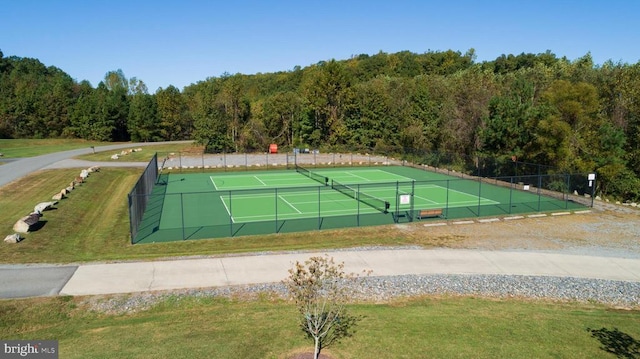 295 Hemlock Loop, Mineral, VA 23117 - view of tennis court with a wooded view